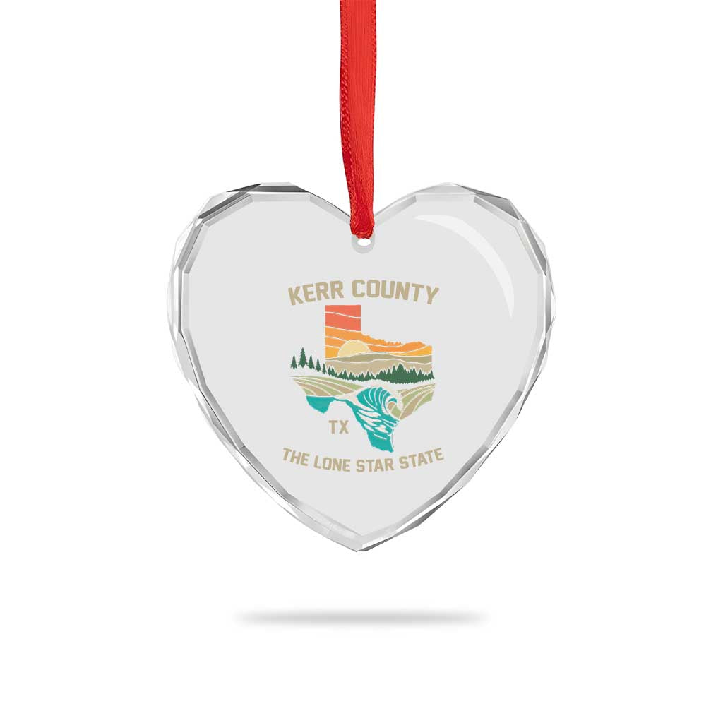 Kerr County Texas Heart Crystal Glass Ornament Retro Hill Country Nature Scene Outdoors TS02 Print Your Wear