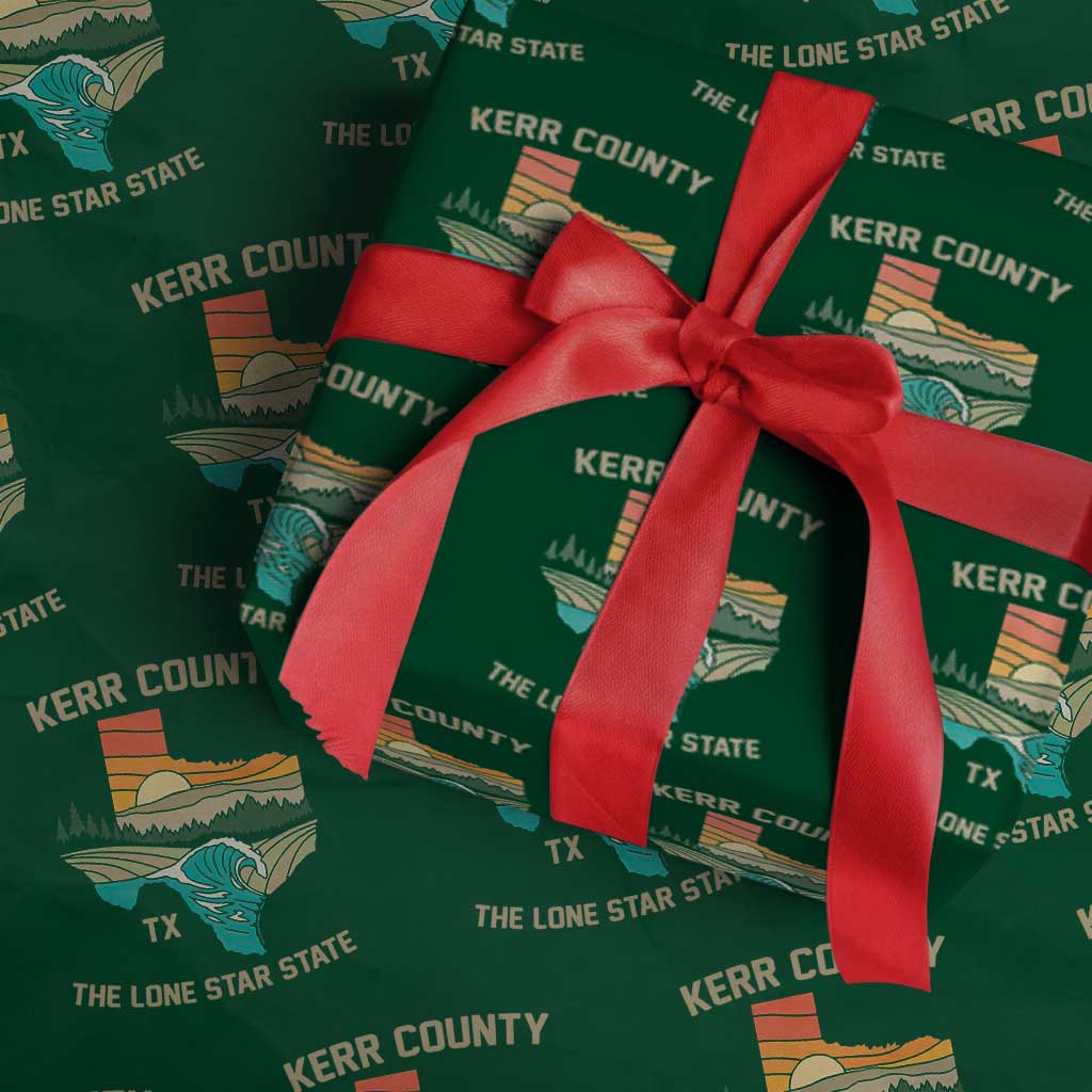 Kerr County Texas Wrapping Paper Roll Retro Hill Country Nature Scene Outdoors TS02 Green Print Your Wear