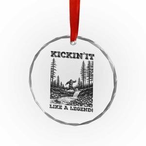 Kickin It Like A Legend Crystal Glass Ornament Funny Bigfoot Soccer Player TS12 Print Your Wear