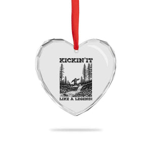 Kickin It Like A Legend Heart Crystal Glass Ornament Funny Bigfoot Soccer Player TS12 Print Your Wear