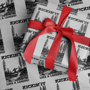 Kickin It Like A Legend Wrapping Paper Roll Funny Bigfoot Soccer Player TS12 White Print Your Wear