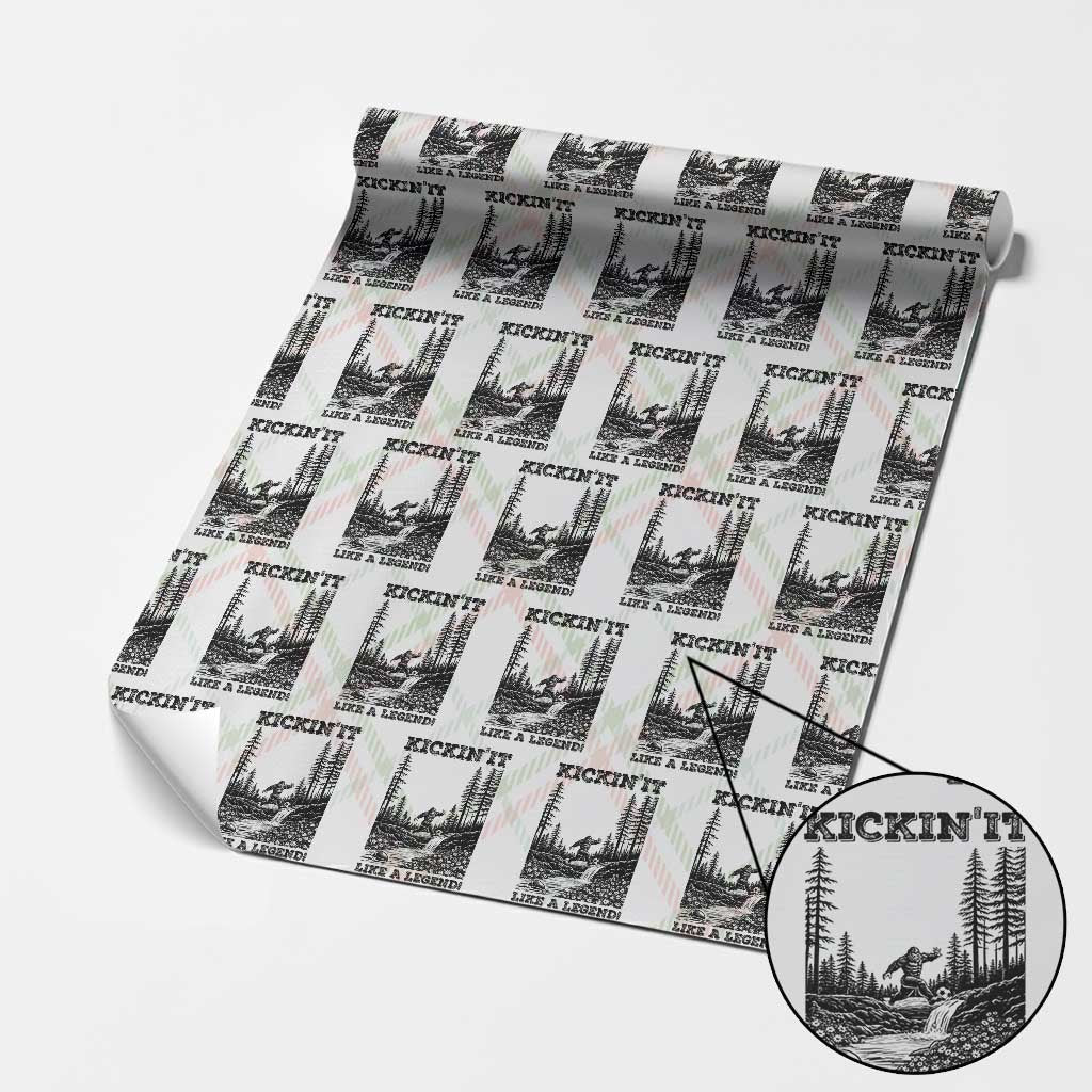 Kickin It Like A Legend Wrapping Paper Roll Funny Bigfoot Soccer Player TS12 Christmas Plaid Print Your Wear