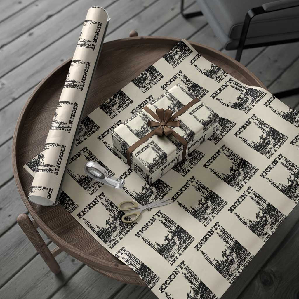Kickin It Like A Legend Wrapping Paper Roll Funny Bigfoot Soccer Player TS12 Beige Print Your Wear