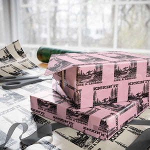 Kickin It Like A Legend Wrapping Paper Roll Funny Bigfoot Soccer Player TS12 Light Pink Print Your Wear