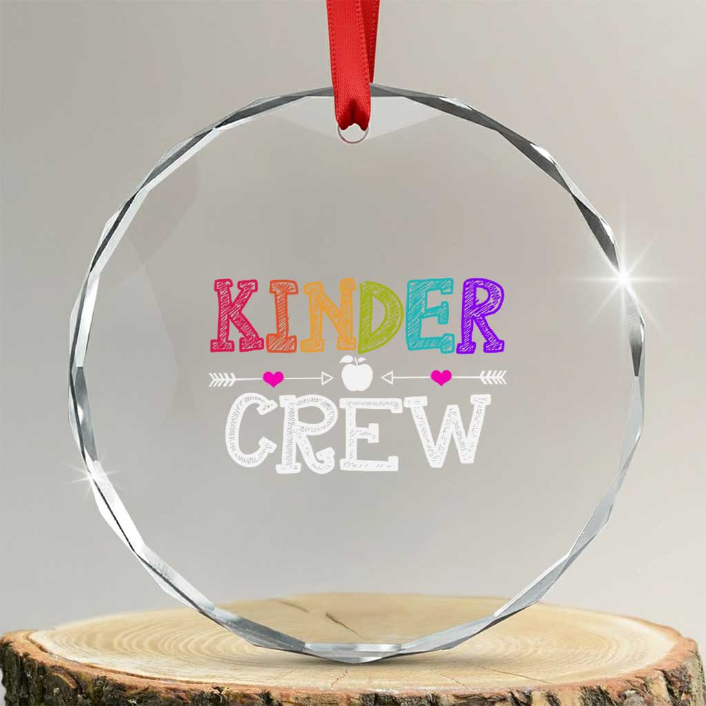 Kinder Crew Funny Kindergarten Crystal Glass Ornament Teacher and Student Back to School TS01 Transparent Glass 3'' Circle Print Your Wear