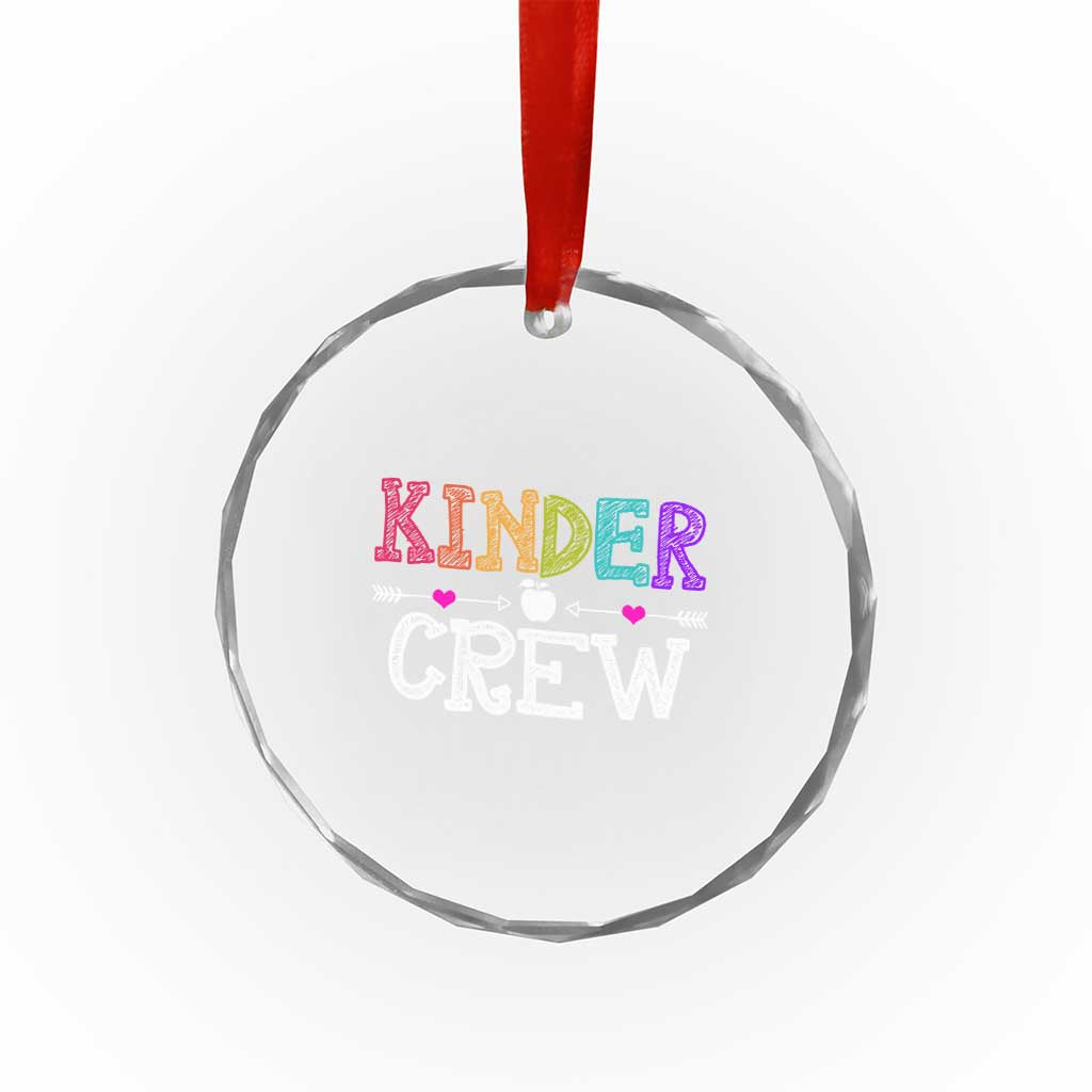 Kinder Crew Funny Kindergarten Crystal Glass Ornament Teacher and Student Back to School