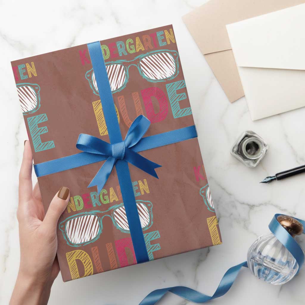 Kindergarten Dude Wrapping Paper Roll Funny First Day Back to School Student