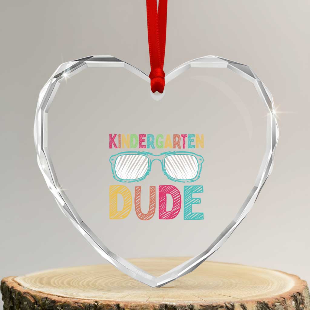 Kindergarten Dude Heart Crystal Glass Ornament Funny First Day Back to School Student TS01 Transparent Glass 3'' Heart Print Your Wear