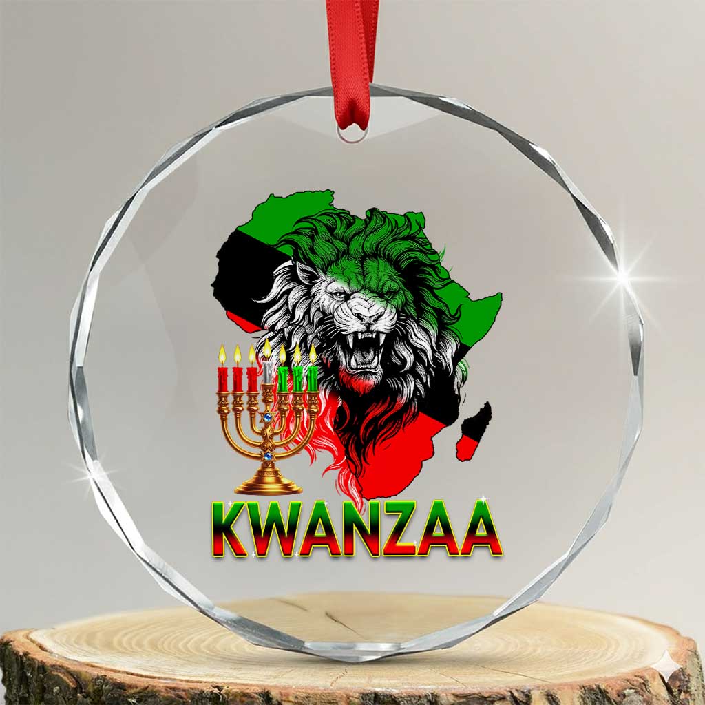 King Lion Of Africa Kwanzaa Map Crystal Glass Ornament Heritage Pride Gift TS12 Transparent Glass 3'' Circle Print Your Wear