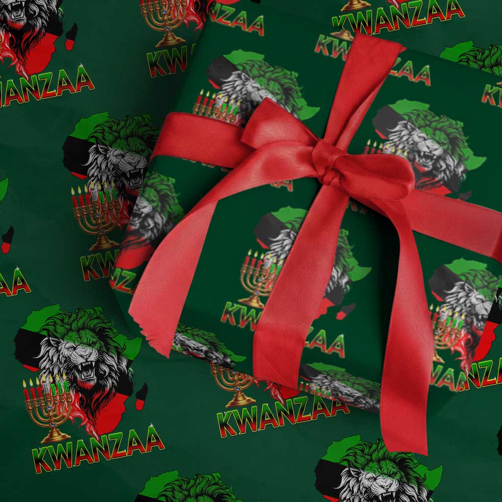 King Lion Of Africa Kwanzaa Map Wrapping Paper Roll Heritage Pride Gift TS12 Green Print Your Wear