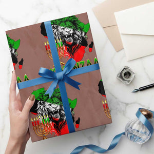 King Lion Of Africa Kwanzaa Map Wrapping Paper Roll Heritage Pride Gift TS12 Mocha Print Your Wear