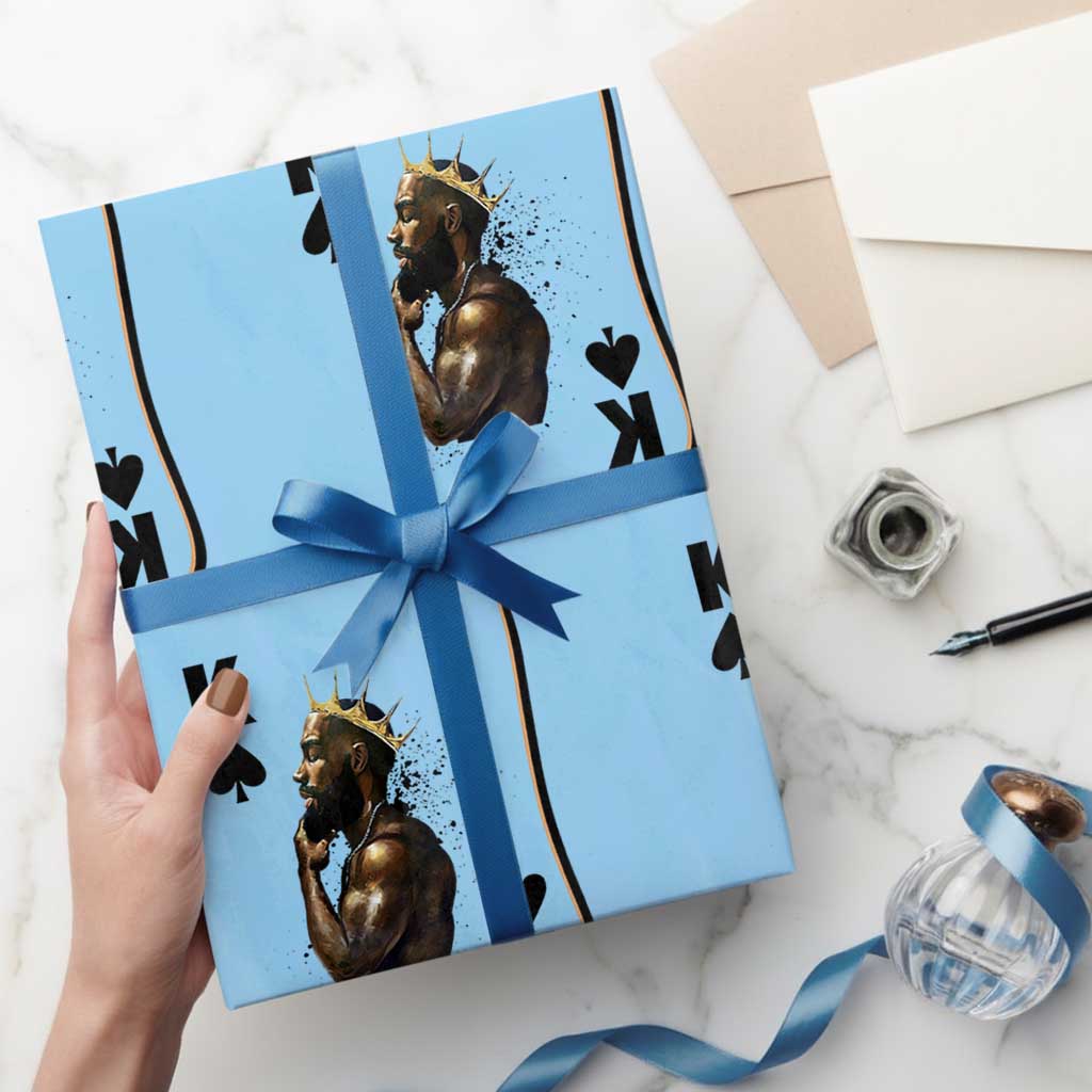 King Of Spades Black Man Wrapping Paper Roll African American Men Pride TS12 Light Blue Print Your Wear