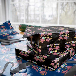 Kiss Your Brain Wrapping Paper Roll Funny Teacher TS14 Black Print Your Wear