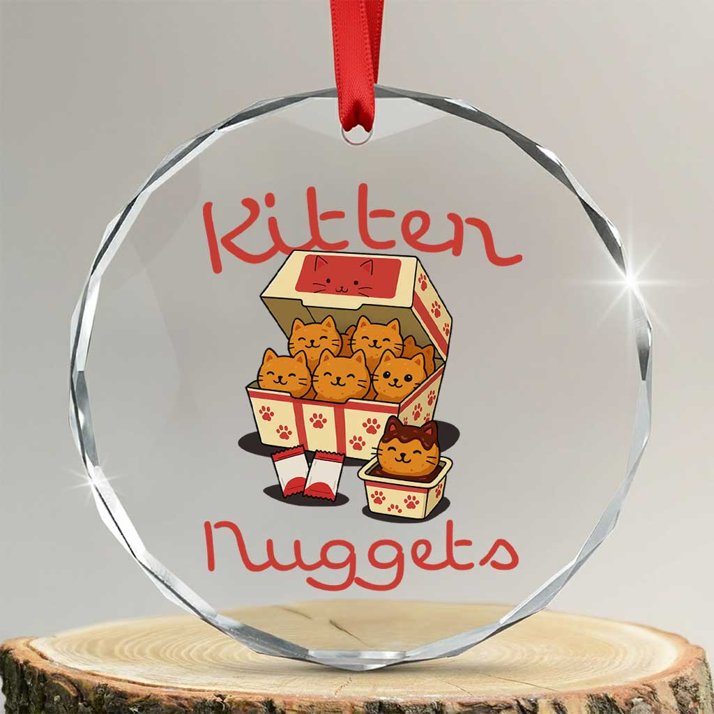 Kitten Nuggets Crystal Glass Ornament Funny Cat Lover Gift TS12 Transparent Glass 3'' Circle Print Your Wear
