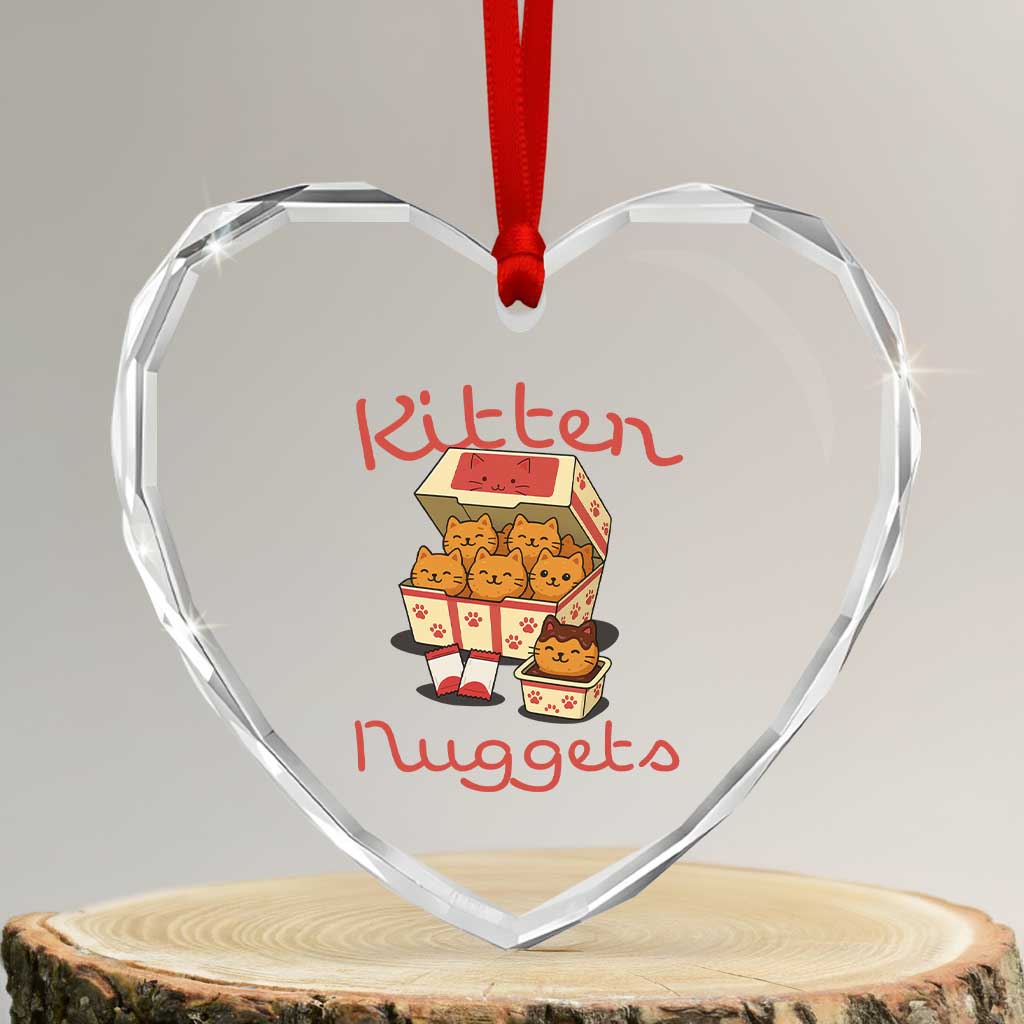 Kitten Nuggets Heart Crystal Glass Ornament Funny Cat Lover Gift TS12 Transparent Glass 3'' Heart Print Your Wear