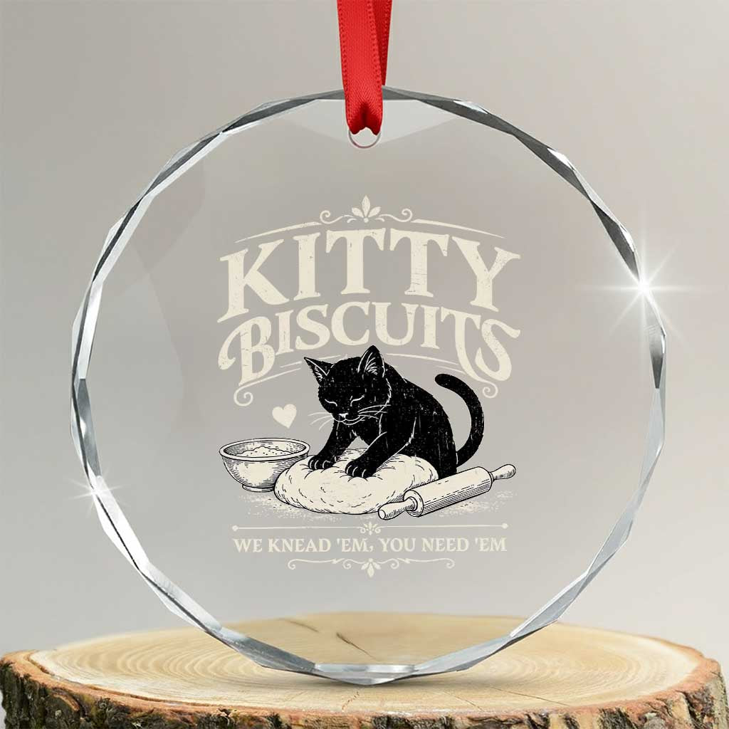 Kitty Biscuits We Knead Em You Need Em Crystal Glass Ornament Funny Black Cat Making Biscuits Baking TS12 Transparent Glass 3'' Circle Print Your Wear
