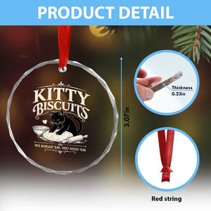 Kitty Biscuits We Knead Em You Need Em Crystal Glass Ornament Funny Black Cat Making Biscuits Baking