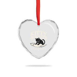 Kitty Biscuits We Knead Em You Need Em Heart Crystal Glass Ornament Funny Black Cat Making Biscuits Baking