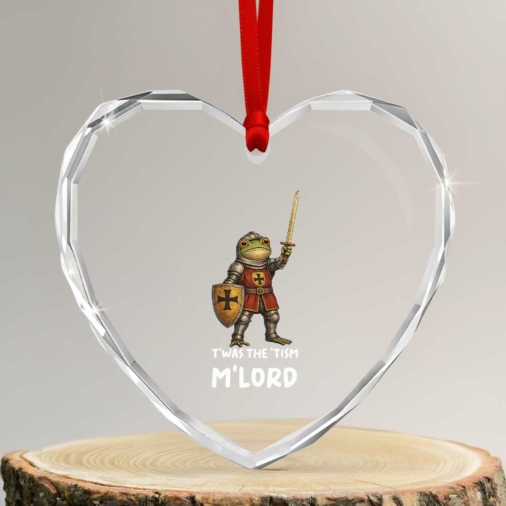 Knight Frog Heart Crystal Glass Ornament Funny T'was The Tism M'Lord Vintage Autism Medieval TS10 Transparent Glass 3'' Heart Print Your Wear