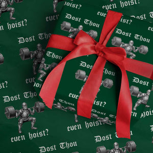 Knight Lifting Meme Wrapping Paper Roll Funny Medieval Gym Dost Thou Even Hoist TS10 Green Print Your Wear