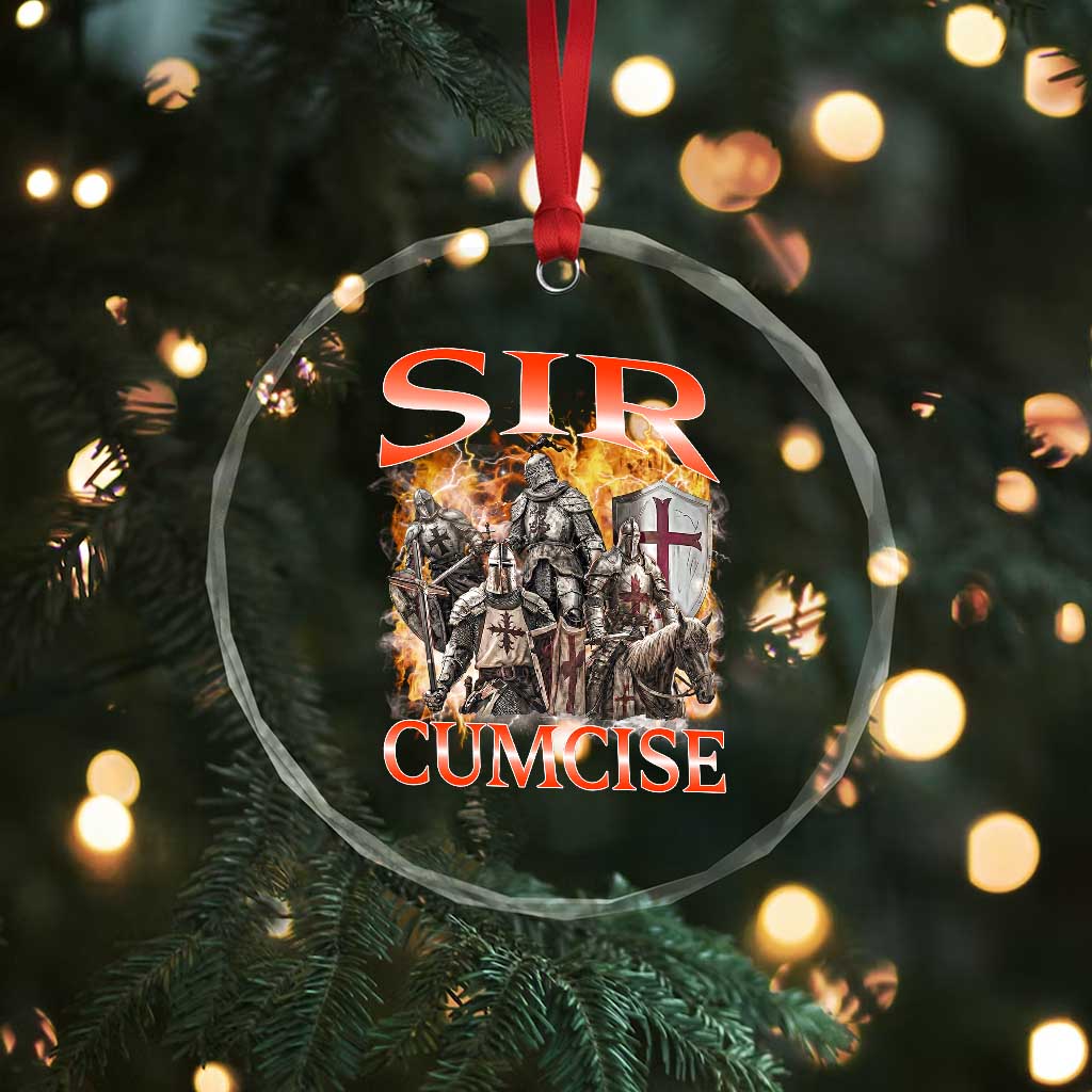 Knight Meme Crystal Glass Ornament Sir Cumcise Funny Bootleg Graphic TS10 Print Your Wear