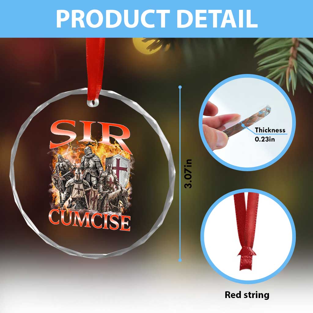 Knight Meme Crystal Glass Ornament Sir Cumcise Funny Bootleg Graphic TS10 Print Your Wear