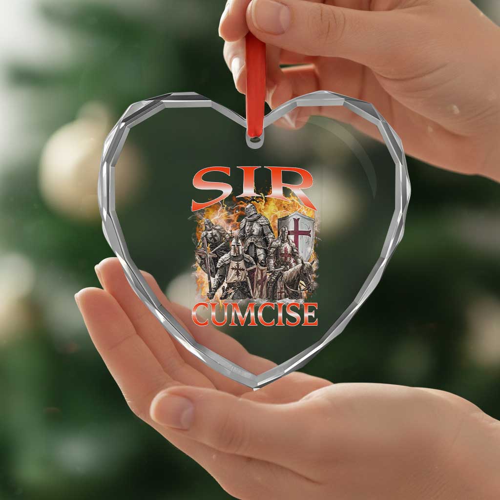 Knight Meme Heart Crystal Glass Ornament Sir Cumcise Funny Bootleg Graphic TS10 Print Your Wear