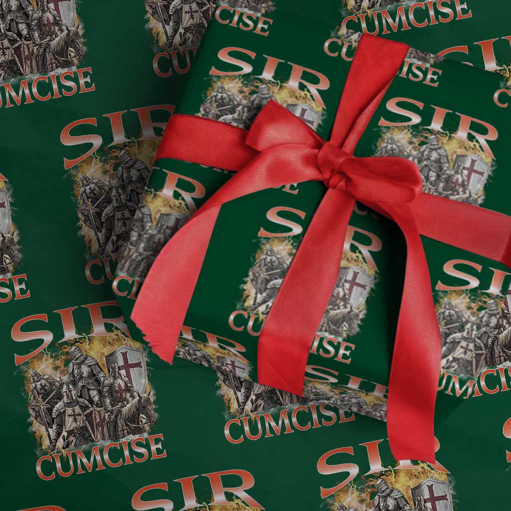 Knight Meme Wrapping Paper Roll Sir Cumcise Funny Bootleg Graphic TS10 Green Print Your Wear