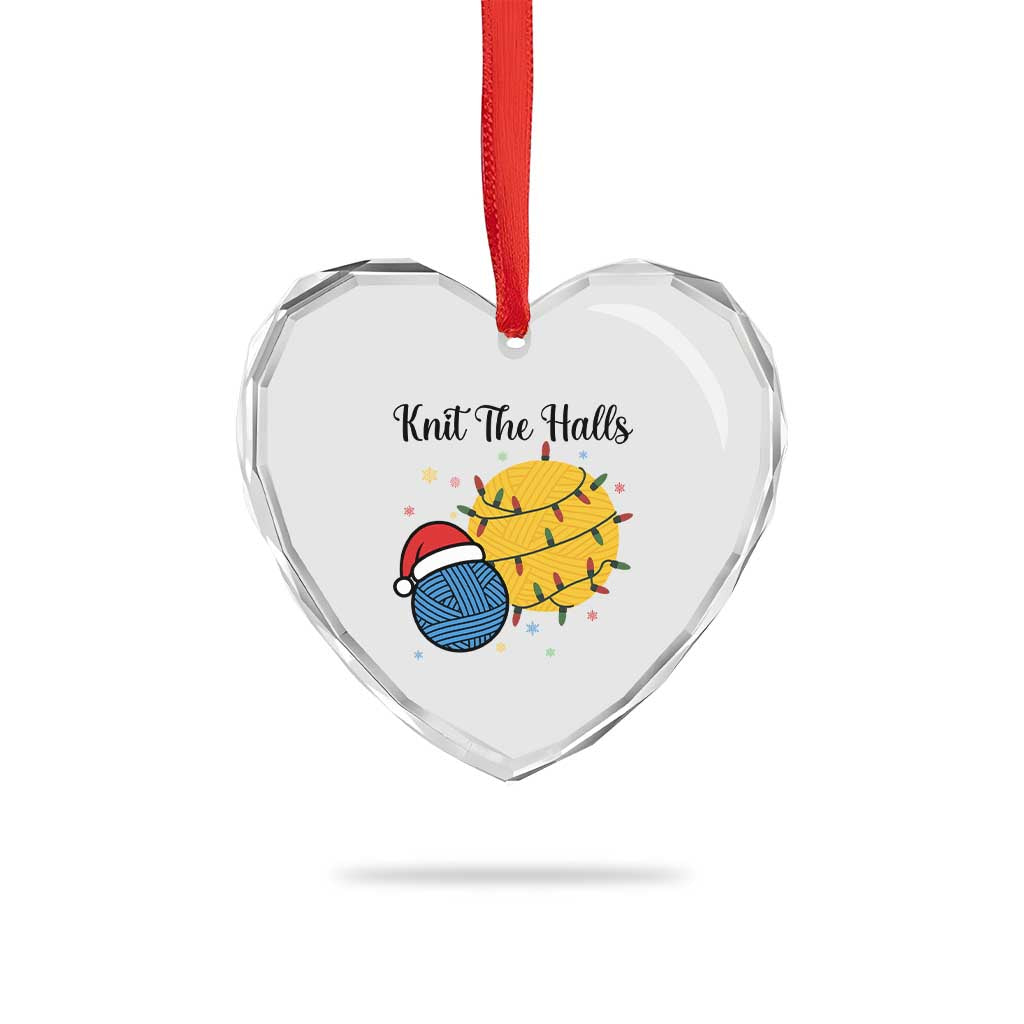 Knit The Halls Heart Crystal Glass Ornament Funny Knitters Christmas Gift TS12 Print Your Wear