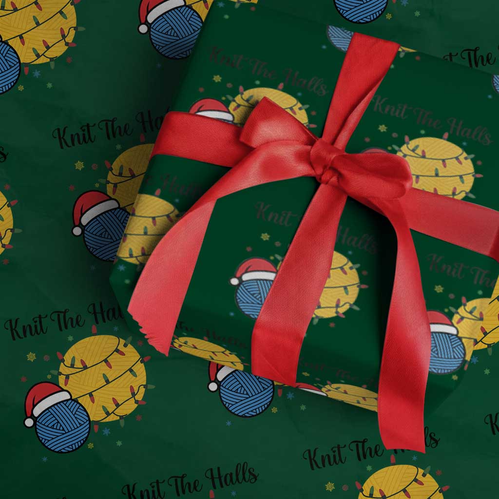 Knit The Halls Wrapping Paper Roll Funny Knitters Xmas Gift TS12 Green Print Your Wear