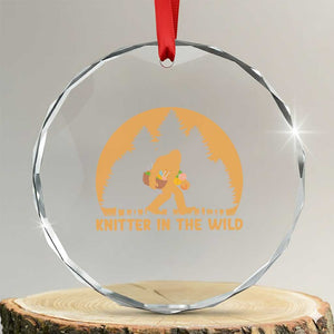 Knitting Bigfoot In The Wild Funny Gift Crystal Glass Ornament TS12 Transparent Glass 3'' Circle Print Your Wear