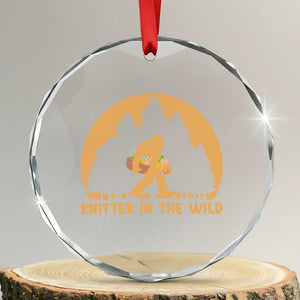 Knitting Bigfoot In The Wild Funny Gift Crystal Glass Ornament TS12 Transparent Glass 3'' Circle Print Your Wear