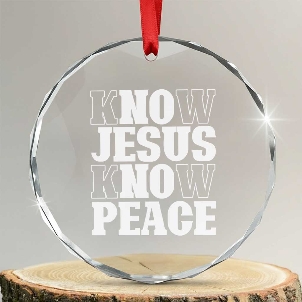 Know Jesus Know Peace Crystal Glass Ornament No Jesus No Peace TS02 Transparent Glass 3'' Circle Print Your Wear