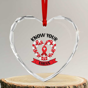 Know Your Status Red Ribbon HIV AIDS Awareness Support Month Gift Heart Crystal Glass Ornament TS12 Transparent Glass 3'' Heart Print Your Wear