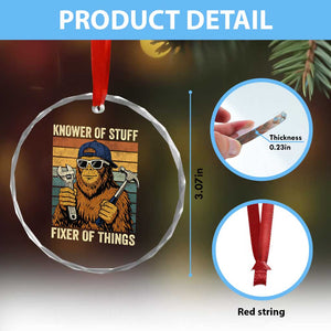 Knower Of Stuff Fixer Of Things Crystal Glass Ornament Mechanic Bigfoot Dad TS11 Print Your Wear