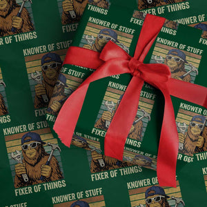 Knower Of Stuff Fixer Of Things Wrapping Paper Roll Mechanic Bigfoot Dad TS11 Green Print Your Wear