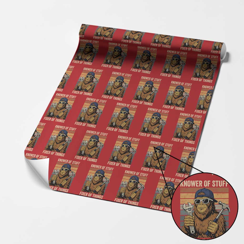 Knower Of Stuff Fixer Of Things Wrapping Paper Roll Mechanic Bigfoot Dad TS11 Red Print Your Wear