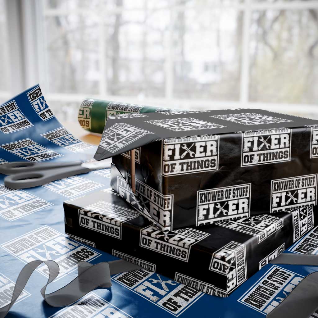 Knower Of Stuff Fixer Of Things Wrapping Paper Roll Funny Handyman Dad Husband Fathers Day Gift TS10 Black Print Your Wear