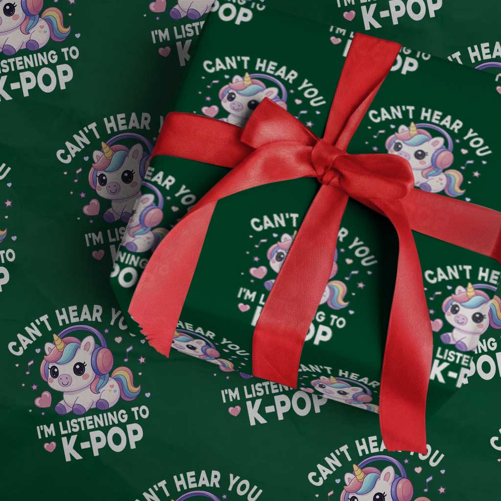 Kpop Lover Wrapping Paper Roll Cant Hear You I'm Listening Kawaii K-Pop Korean Music TS10 Green Print Your Wear