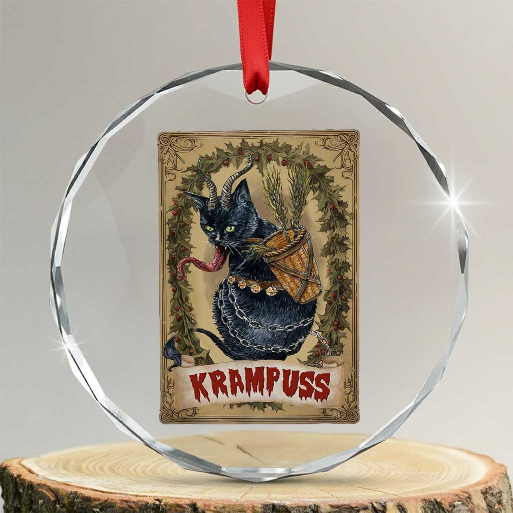 Krampus Cat Crystal Glass Ornament Krampuss Black Cat Vintage Horror Christmas TS09 Transparent Glass 3'' Circle Print Your Wear
