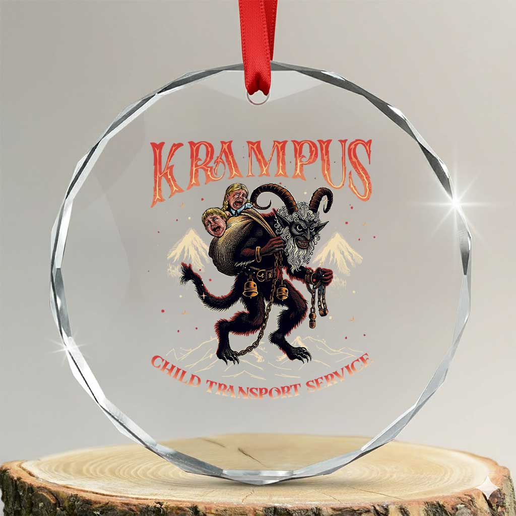 Krampus Crystal Glass Ornament Child Transport Service Spooky Christmas TS09 Transparent Glass 3'' Circle Print Your Wear