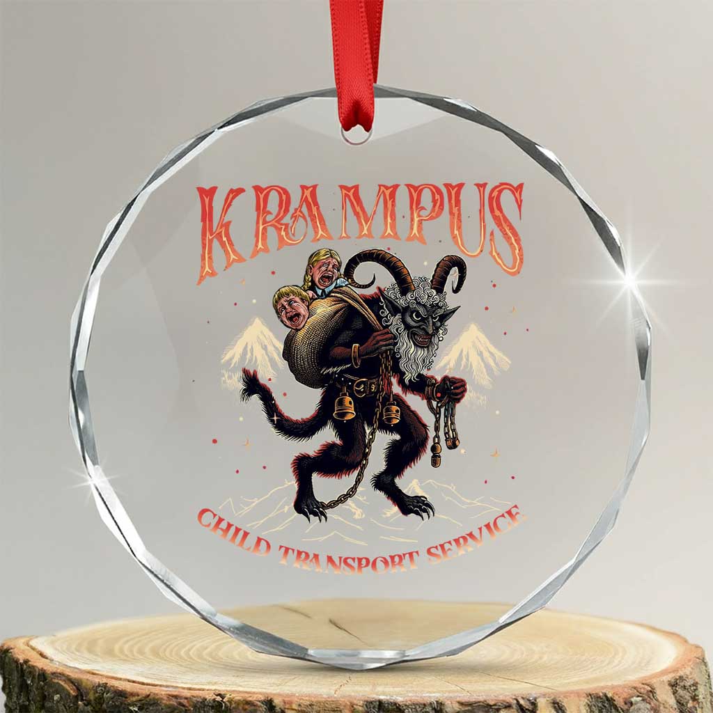 Krampus Crystal Glass Ornament Child Transport Service Spooky Christmas TS09 Transparent Glass 3'' Circle Print Your Wear