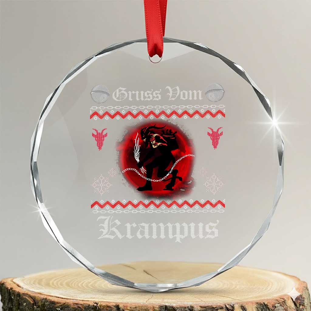 Krampus Crystal Glass Ornament Goth Xmas Gruss Von Krampus Ugly Christmas Sweater Evil Pajama TS10 Transparent Glass 3'' Circle Print Your Wear