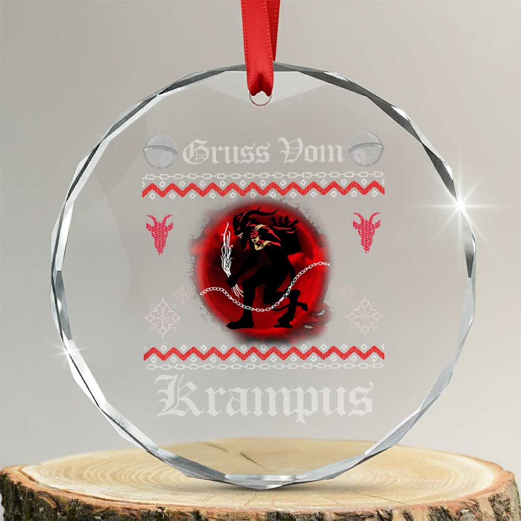 Krampus Crystal Glass Ornament Goth Xmas Gruss Von Krampus Ugly Christmas Sweater Evil Pajama TS10 Transparent Glass 3'' Circle Print Your Wear
