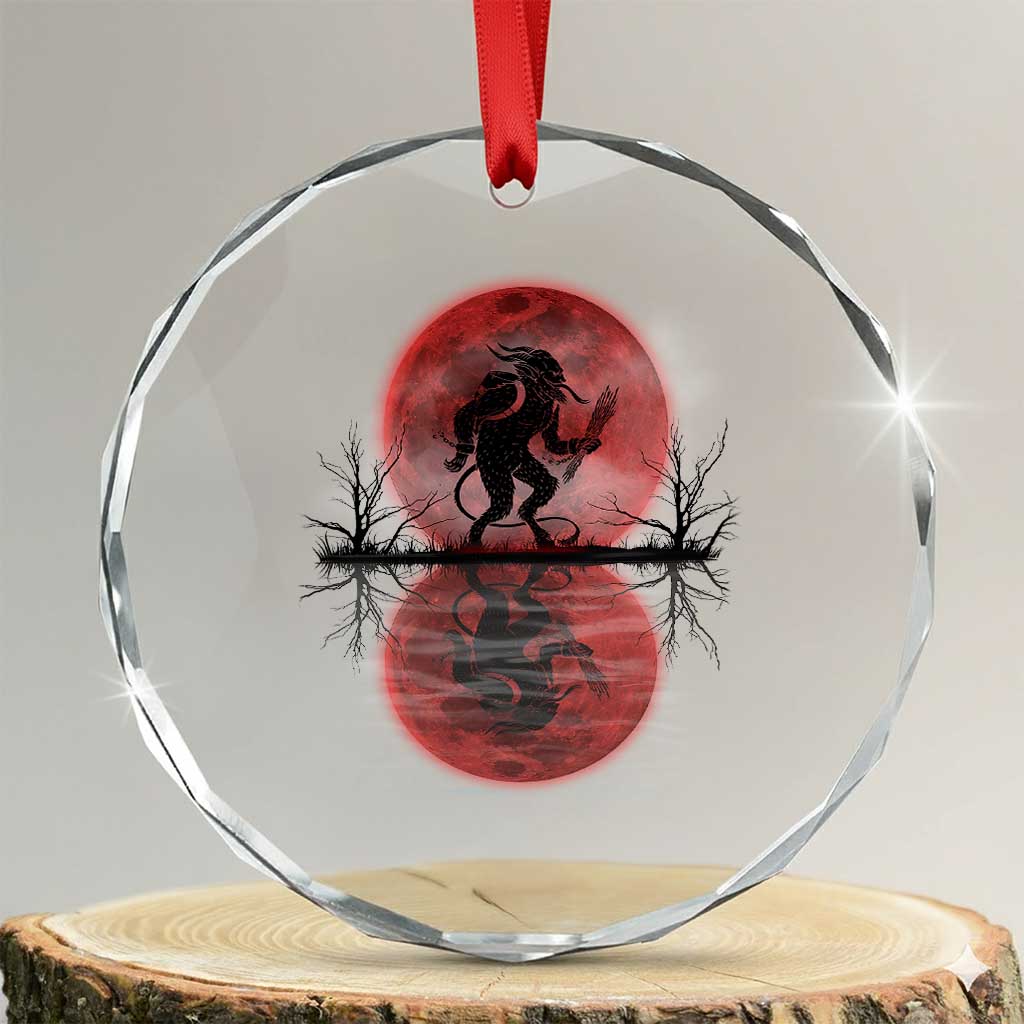 Krampus Crystal Glass Ornament Scary Horror Goth Xmas Blood Moon Ugly Sweater Evil Pajama TS10 Transparent Glass 3'' Circle Print Your Wear