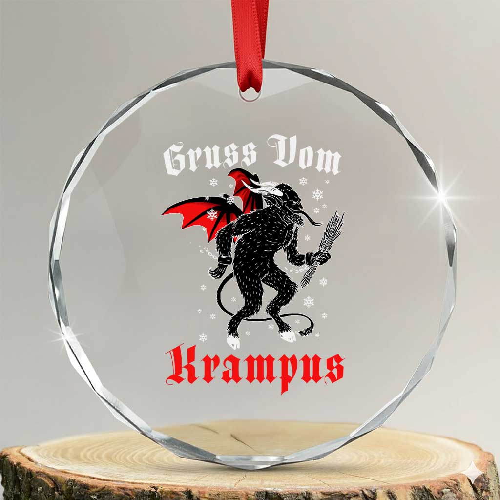 Krampus Crystal Glass Ornament Scary Horror Goth Xmas Gruss Von Krampus TS10 Transparent Glass 3'' Circle Print Your Wear