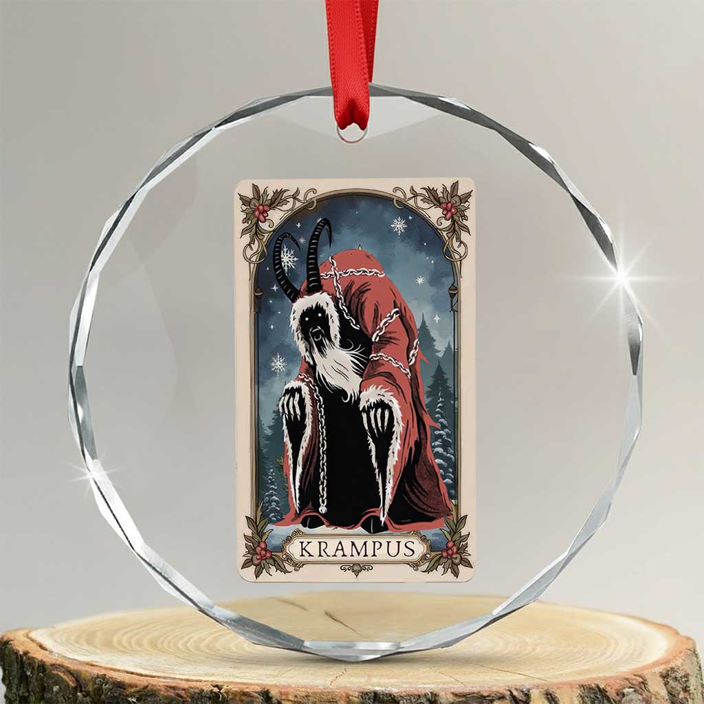 Krampus Crystal Glass Ornament Tarot Card Xmas Horror Ugly Sweater Evil Pajama TS10 Transparent Glass 3'' Circle Print Your Wear