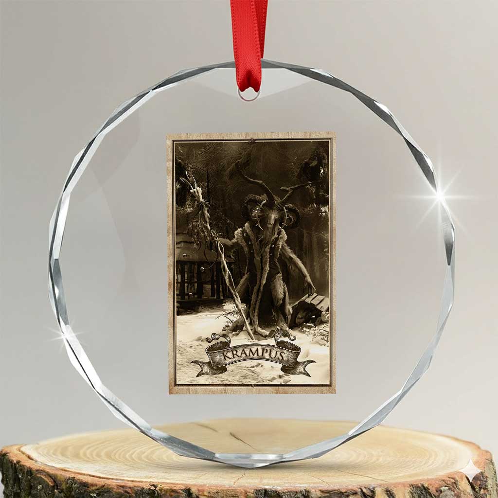 Krampus Crystal Glass Ornament Xmas Horror Ugly Sweater Krampus Tarot Card Evil Pajama TS10 Transparent Glass 3'' Circle Print Your Wear