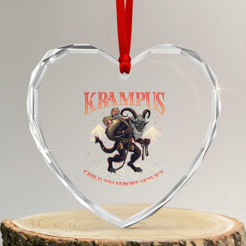 Krampus Heart Crystal Glass Ornament Child Transport Service Spooky Christmas TS09 Transparent Glass 3'' Heart Print Your Wear