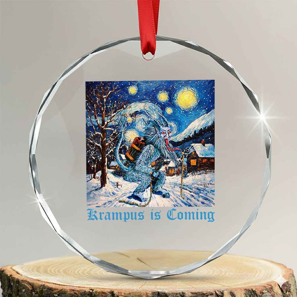 Krampus Is Coming Crystal Glass Ornament Spooky Christmas Starry Night TS09 Transparent Glass 3'' Circle Print Your Wear